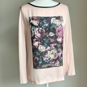 Yessica French Long Sleeves Satin Floral Top sz:M